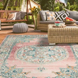 Teppich MERINOS Salsa Outdoor 20053 Teppiche Gr. B/L: 200 cm x 290 cm, 4 mm, 1 St., pink Orientalische Muster In- und Outdoor geeignet, Außenbereich, Balkon, robust, Vintage
