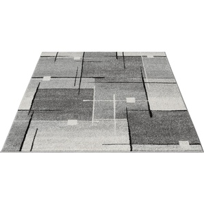 Teppich MERINOS Thales 6102 Teppiche Gr. B/L: 240 cm x 330 cm, 10 mm, 1 St., grau Esszimmerteppiche Kurzflorteppich mit Konturenschnitt, Wohnzimmer