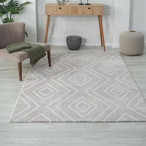 Teppich Modern Super Weicher Wohnzimmer Teppich, 3D Effekt, Hochflor, Langflor, Skandinavisch Robust,Grau, 160x230 cm