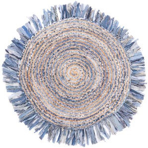 Teppich MORGENLAND Sisalteppich Epperson Teppiche Gr. B/L: 120 cm x 120 cm Ø 120 cm, 6 mm, 1,44 m², 1 St., blau Juteteppiche