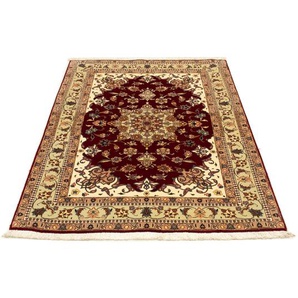 Teppich MORGENLAND Täbriz 50 Raj handgeknüpft rot Teppiche Gr. B/L: 103 cm x 148 cm, 7 mm, 1,52 m², 1 St., rot Orientalische Muster