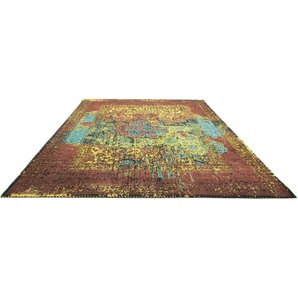 Teppich MORGENLAND VINTAGE MANHATTAN Teppiche Gr. B/L: 150 cm x 200 cm, 6 mm, 1 St., goldfarben Esszimmerteppiche Handarbeit Viskose Shabby, Wohnzimmer
