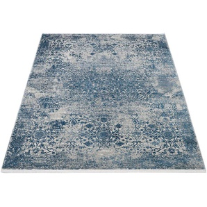 Teppich MUSTERRING BOSTON Teppiche Gr. B/L: 80 cm x 150 cm, 8 mm, 1 St., blau Esszimmerteppiche