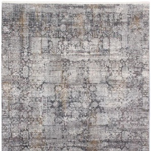 Teppich MUSTERRING SINFONIA Teppiche Gr. B/L: 140 cm x 200 cm, 8 mm, 1 St., grau (grau, goldfarben) Esszimmerteppiche