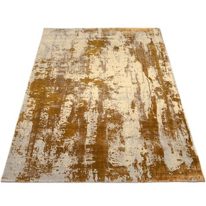 Teppich MUSTERRING WAVE ARTE Teppiche Gr. B/L: 140 cm x 200 cm, 9 mm, 1 St., beige (creme, goldfarben) Esszimmerteppiche exlcusive MUSTERRING DELUXE COLLECTION kuscheliges Microfaser Garn