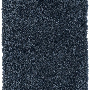 Teppich MY HOME Banji Teppiche Gr. B/L: 160 cm x 230 cm, 37 mm, 1 St., blau (dunkelblau) Esszimmerteppiche Uni Farben, weich und flauschig, auch als Läufer & in rund erhältlich