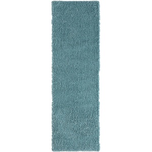 Teppich MY HOME Banji Teppiche Gr. B/L: 160 cm x 230 cm, 37 mm, 1 St., blau (hellblau) Esszimmerteppiche Uni Farben, weich und flauschig, auch als Läufer & in rund erhältlich