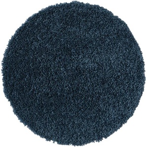 Teppich MY HOME Banji Teppiche Gr. B/L: 200 cm x 290 cm, 37 mm, 1 St., blau (dunkelblau) Esszimmerteppiche Uni Farben, weich und flauschig, auch als Läufer & in rund erhältlich