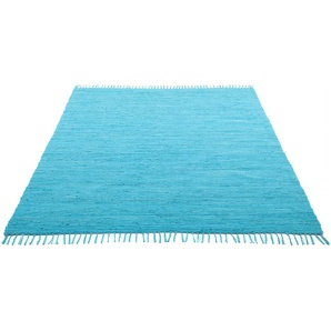 Teppich MY HOME Cadis Teppiche Gr. B/L: 160 cm x 230 cm, 5 mm, 1 St., blau (türkis) Baumwollteppiche