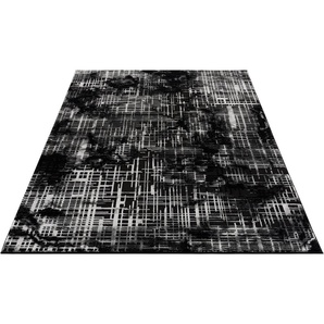 Teppich MY HOME Cansu Teppiche Gr. B/L: 240 cm x 320 cm, 12 mm, 1 St., schwarz Esszimmerteppiche Vintage, dezenter Glanz, Hoch-Tief-Struktur, Schrumpf Carving-Effekt