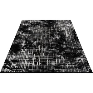 Teppich MY HOME Cansu Teppiche Gr. B/L: 280 cm x 390 cm, 12 mm, 1 St., schwarz Esszimmerteppiche Vintage, dezenter Glanz, Hoch-Tief-Struktur, Schrumpf Carving-Effekt