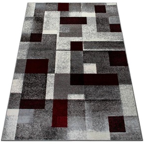 Teppich MY HOME Corine Teppiche Gr. B/L: 240 cm x 320 cm, 9 mm, 1 St., rot Esszimmerteppiche mit besonders weichem Flor, Kurzflor, modernes Karo-Design
