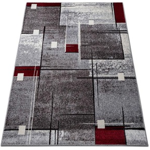 Teppich MY HOME Deblin Teppiche Gr. B/L: 280 cm x 380 cm, 9 mm, 1 St., rot Esszimmerteppiche weicher Flor, Kurzflor, Karo-Design, modern, geometrisches Muster