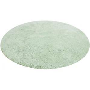 Teppich MY HOME Desner Teppiche Gr. Ø 190 cm, 38 mm, 1 St., grün Esszimmerteppiche Microfaser, Hochflor Teppiche, Wohnzimmer, Schlafzimmer, Kinderzimmer