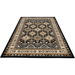 Teppich MY HOME Diantha Teppiche Gr. B/L: 160 cm x 230 cm, 9 mm, 1 St., braun (dunkelbraun) Orientalische Muster Orient-Optik, mit Bordüre, Kurzflor, pflegeleicht, elegant, weich