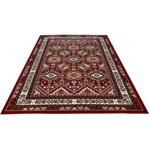 Teppich MY HOME Diantha Teppiche Gr. B/L: 160 cm x 230 cm, 9 mm, 1 St., rot (weinrot) Orientalische Muster Orient-Optik, mit Bordüre, Kurzflor, pflegeleicht, elegant, weich
