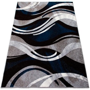 Teppich MY HOME »Joas« Teppiche Gr. B/L: 200 cm x 300 cm, 9 mm, 1 St., blau Esszimmerteppiche besonders weicher Kurzflor in modernem Wellen Muster, leichter Glanz