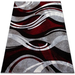 Teppich MY HOME »Joas« Teppiche Gr. B/L: 200 cm x 300 cm, 9 mm, 1 St., rot Esszimmerteppiche besonders weicher Kurzflor in modernem Wellen Muster, leichter Glanz