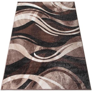 Teppich MY HOME »Joas« Teppiche Gr. B/L: 300 cm x 400 cm, 9 mm, 1 St., braun Esszimmerteppiche besonders weicher Kurzflor in modernem Wellen Muster, leichter Glanz