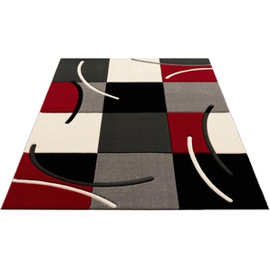 Teppich MY HOME Kjer Teppiche Gr. B/L: 160 cm x 230 cm, 18 mm, 1 St., rot Esszimmerteppiche mit handgearbeitetem Konturenschnitt im 3D-Design, Kurzflor