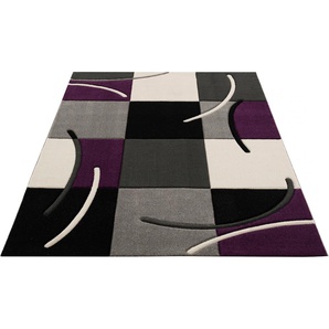 Teppich MY HOME Kjer Teppiche Gr. B/L: 200 cm x 290 cm, 18 mm, 1 St., lila Esszimmerteppiche mit handgearbeitetem Konturenschnitt im 3D-Design, Kurzflor