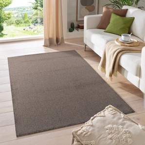Teppich MY HOME Kurzflor-Frisee MALAGA 4700 uni meliert Teppiche Gr. B/L: 200 cm x 280 cm, 10 mm, 1 St., grau (taupe) Esszimmerteppiche