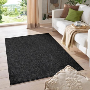 Teppich MY HOME Kurzflor-Frisee MALAGA 4700 uni meliert Teppiche Gr. B/L: 240 cm x 340 cm, 10 mm, 1 St., schwarz Esszimmerteppiche