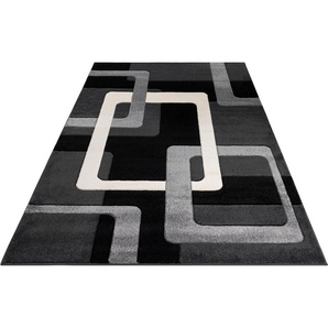 Teppich MY HOME Maxim Teppiche Gr. B/L: 160 cm x 230 cm, 13 mm, 1 St., schwarz Esszimmerteppiche Hoch-Tief-Effekt, Kurzflor, 3D-Design