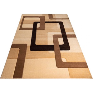 Teppich MY HOME Maxim Teppiche Gr. B/L: 200 cm x 290 cm, 13 mm, 1 St., braun (braun, beige) Esszimmerteppiche Hoch-Tief-Effekt, Kurzflor, 3D-Design