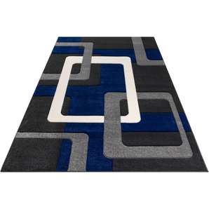 Teppich MY HOME Maxim Teppiche Gr. B/L: 240 cm x 320 cm, 13 mm, 1 St., blau (blau, grau) Esszimmerteppiche Hoch-Tief-Effekt, Kurzflor, 3D-Design