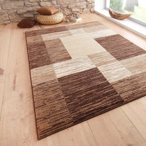 Teppich MY HOME Melvin Teppiche Gr. B/L: 160 cm x 230 cm, 8 mm, 1 St., braun Esszimmerteppiche schön weich, flacher Teppich Karo-Muster