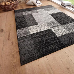 Teppich MY HOME Melvin Teppiche Gr. B/L: 200 cm x 290 cm, 8 mm, 1 St., schwarz Esszimmerteppiche schön weich, flacher Teppich Karo-Muster