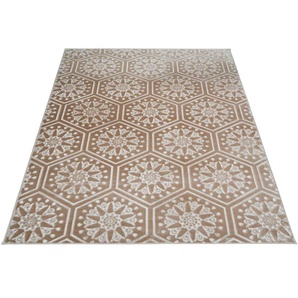 Teppich MY HOME Stina Teppiche Gr. B/L: 200 cm x 290 cm, 7 mm, 1 St., grau (taupe) Esszimmerteppiche Hoch-Tief-Effekt, mit Muster, Teppiche