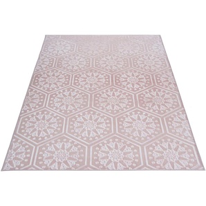 Teppich MY HOME Stina Teppiche Gr. B/L: 200 cm x 290 cm, 7 mm, 1 St., rosa Esszimmerteppiche Hoch-Tief-Effekt, mit Muster, Teppiche