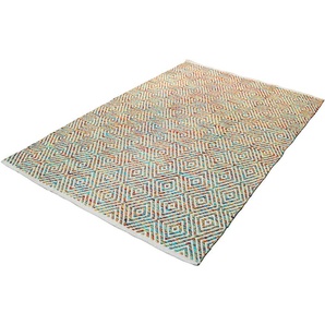 Teppich MY HOME Tiara Teppiche Gr. B/L: 160 cm x 230 cm, 7 mm, 1 St., bunt (multi) Baumwollteppiche mit Rauten-Muster, Teppich aus 100% Baumwolle
