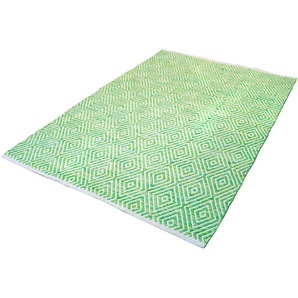 Teppich MY HOME Tiara Teppiche Gr. B/L: 160 cm x 230 cm, 7 mm, 1 St., grün Baumwollteppiche mit Rauten-Muster, Teppich aus 100% Baumwolle