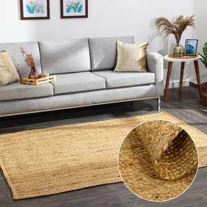 Teppich MYFLAIR MÖBEL & ACCESSOIRES Kollektion Lola Teppiche Gr. B/L: 200 cm x 250 cm, 10 mm, 1 St., beige (natur) Juteteppiche Wendeteppich, handgeflochten, Naturfaser, Boho-Style, Wohnzimmer