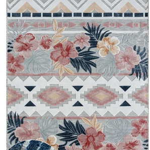 Teppich MYFLAIR MÖBEL & ACCESSOIRES Lotus Teppiche Gr. B/L: 160 cm x 230 cm, 8 mm, 1 St., bunt (grau,multi) Esszimmerteppiche florales Design, Blumen Motiv, Outdoor geeignet, Balkon, Terrasse