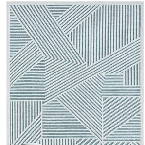 Teppich MYFLAIR MÖBEL & ACCESSOIRES Vill Teppiche Gr. B/L: 160 cm x 230 cm, 8 mm, 1 St., blau (blau,weiß) Esszimmerteppiche modernes Design, Hoch-Tief Effekt, Outdoor geeignet, Balkon, Terrasse