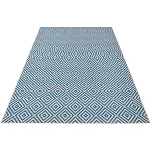 Teppich NORTHRUGS Karo Teppiche Gr. B/L: 200 cm x 290 cm, 8 mm, 1 St., blau Esszimmerteppiche
