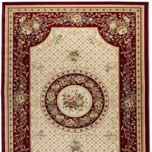 Teppich NOURISTAN Adraskan Teppiche Gr. B/L: 160 cm x 235 cm, 8 mm, 1 St., rot (rot,creme) Orientalische Muster Orient Teppich, Kurzflor, weich, Schlafzimmer, Esszimmer, Wohnzimmer