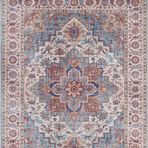 Teppich NOURISTAN Anthea Teppiche Gr. B/L: 160 cm x 230 cm, 5 mm, 1 St., blau (cyan) Orientalische Muster