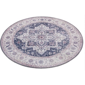 Teppich NOURISTAN Anthea Teppiche Gr. Ø 160 cm, 5 mm, 1 St., bunt (mauve, rosa) Orientalische Muster Orientalisch, Orient, Vintage, Wohnzimmer, Schlafzimmer, Esszimmer