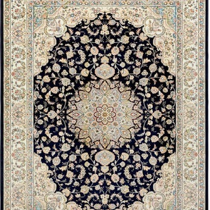Teppich NOURISTAN Antik Nain Teppiche Gr. B/L: 160 cm x 230 cm, 5 mm, 1 St., blau (dunkelblau, creme) Orientalische Muster Orientalisch mit Fransen, Orient, Wohnzimmer, Schlafzimmer, Esszimmer