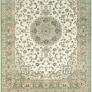 Teppich NOURISTAN Antik Nain Teppiche Gr. B/L: 195 cm x 300 cm, 5 mm, 1 St., grün (ivory, grün) Fransenteppich Orientalische Muster Orientalisch mit Fransen, Orient, Wohnzimmer, Schlafzimmer, Esszimmer