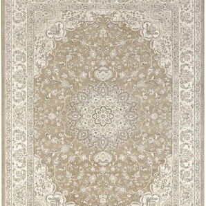Teppich NOURISTAN Antik Nain Teppiche Gr. B/L: 195 cm x 300 cm, 5 mm, 1 St., grün (olivgrün, grau) Orientalische Muster Orientalisch mit Fransen, Orient, Wohnzimmer, Schlafzimmer, Esszimmer