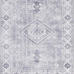 Teppich NOURISTAN Gratia Teppiche Gr. B/L: 160 cm x 230 cm, 5 mm, 1 St., grau (graphit, grau) Orientalische Muster Orientalisch, Vintage, Flachgewebe Teppich,Wohnzimmer, Schlafzimmer