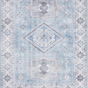 Teppich NOURISTAN Gratia Teppiche Gr. B/L: 200 cm x 290 cm, 5 mm, 1 St., blau Orientalische Muster Orientalisch, Vintage, Flachgewebe Teppich,Wohnzimmer, Schlafzimmer