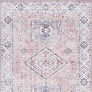 Teppich NOURISTAN Gratia Teppiche Gr. B/L: 200 cm x 290 cm, 5 mm, 1 St., rosa (altrosa) Orientalische Muster Orientalisch, Vintage, Flachgewebe Teppich,Wohnzimmer, Schlafzimmer