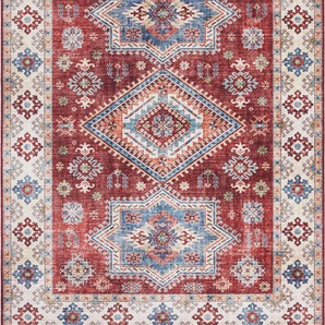 Teppich NOURISTAN Gratia Teppiche Gr. B/L: 200 cm x 290 cm, 5 mm, 1 St., rot (rubinrot) Orientalische Muster Orientalisch, Vintage, Flachgewebe Teppich,Wohnzimmer, Schlafzimmer